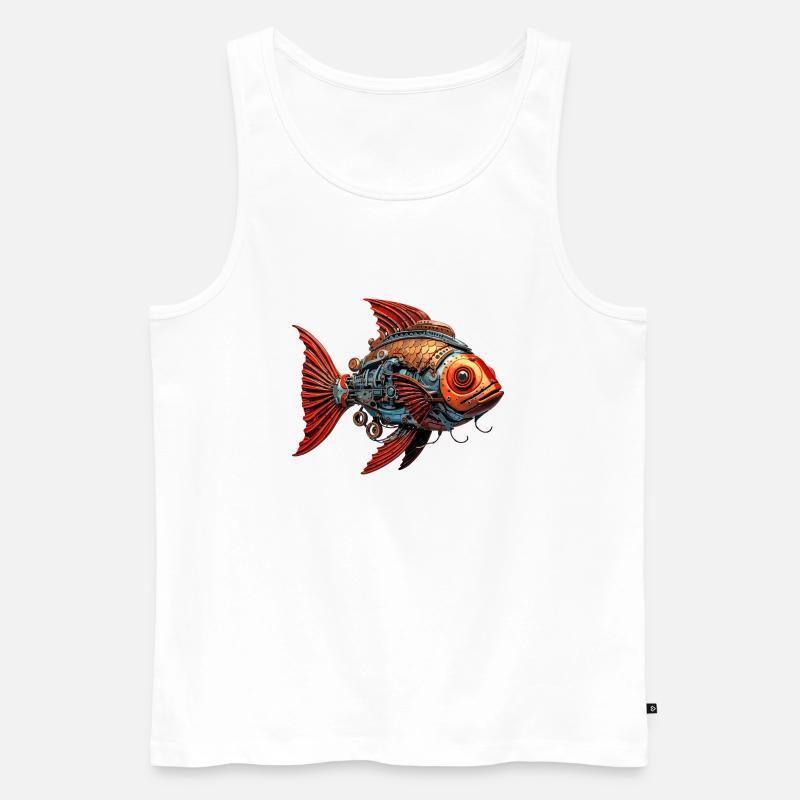Robofish - Männer Premium Bio Tank Top - Weiß