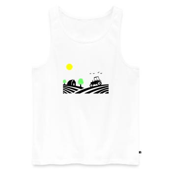 Tractor Farm - Men's Premium Organic Tank Top - white - Front - Michal (187cm)