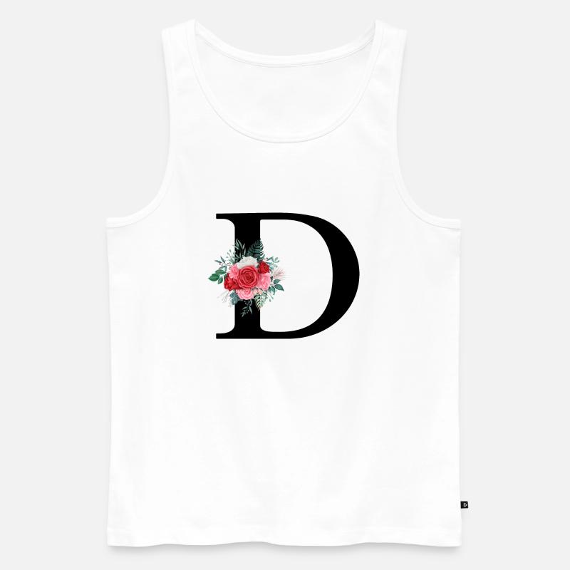Roter Blumenbuchstabe D - Männer Premium Bio Tank Top - Weiß