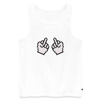 Doigt d’honneur Pixel 2 - Débardeur bio Premium Homme - blanc - Devant - AI Model Male 178 light (178cm)
