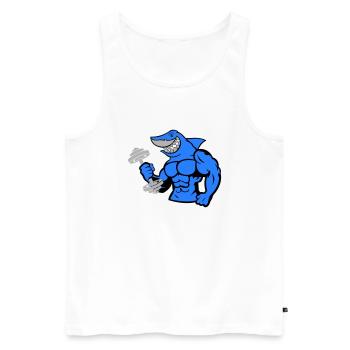 Haltère de musculation requin requin 1 - Débardeur bio Premium Homme - blanc - Devant - Michal (187cm)