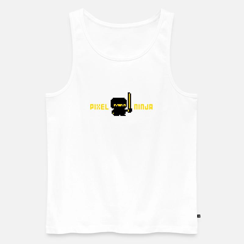 Pixelninja ( Retro-Gaming Pixelart ) - Männer Premium Bio Tank Top - Weiß
