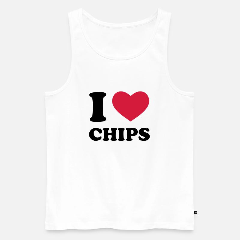 I Love Chips - Männer Premium Bio Tank Top - Weiß