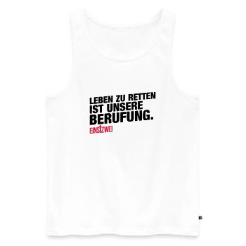 Unsere Berufung - Männer Premium Bio Tank Top - Weiß - Vorne - Michal (187cm)