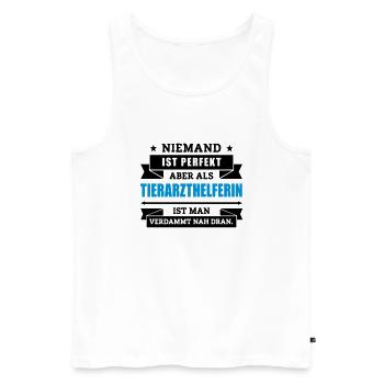 Funshirt Tierarzthelferin - Männer Premium Bio Tank Top - Weiß - Vorne - AI Model Male 178 light (178cm)