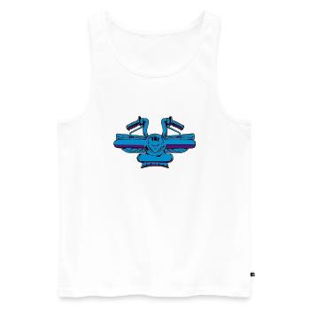A background controllers - Men's Premium Organic Tank Top - white - Front - AI Model Male 178 light (178cm)