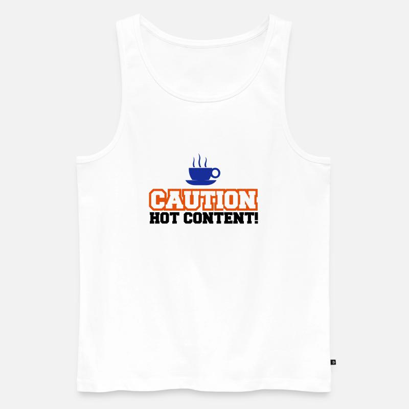 Caution Hot Content - Männer Premium Bio Tank Top - Weiß