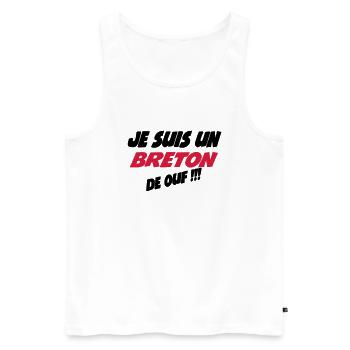Je suis un breton de ouf !!! - Débardeur bio Premium Homme - blanc - Devant - AI Model Male 178 light (178cm)
