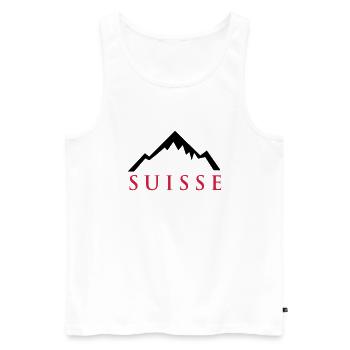Swiss Alps - Débardeur bio Premium Homme - blanc - Devant - AI Model Male 178 light (178cm)