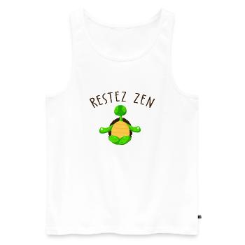 Restez Zen / cadeau humour yoga tortue - Débardeur bio Premium Homme - blanc - Devant - AI Model Male 178 light (178cm)