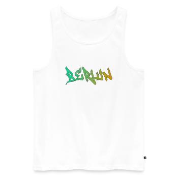Berlin Schriftzug #002 - Männer Premium Bio Tank Top - Weiß - Vorne - Michal (187cm)