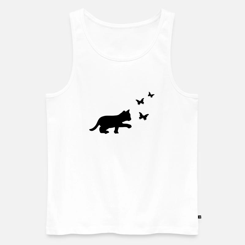 Katze Schmetterling - Männer Premium Bio Tank Top - Weiß
