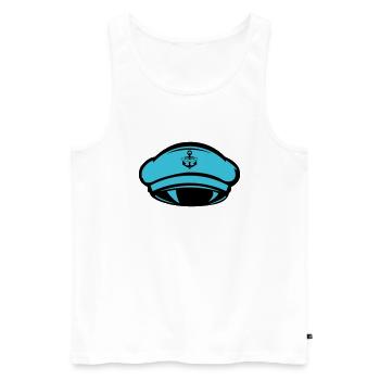 Capitaine de bonnet - Débardeur bio Premium Homme - blanc - Devant - AI Model Male 178 light (178cm)