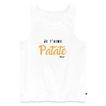 Je t'aime patate bisous - Débardeur bio Premium Homme - blanc - Devant - AI Model Male 178 light (178cm)