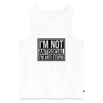 not antisocial anti stupid - Männer Premium Bio Tank Top - Weiß - Vorne - AI Model Male 178 light (178cm)
