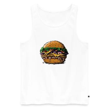 burger - Men's Premium Organic Tank Top - white - Front - Michal (187cm)