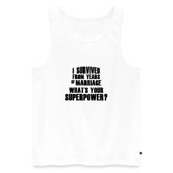 DIE SUPERMACHT DER ÜBERLEBENDEN DER EHE - Männer Premium Bio Tank Top - Weiß - Vorne - AI Model Male 178 light (178cm)