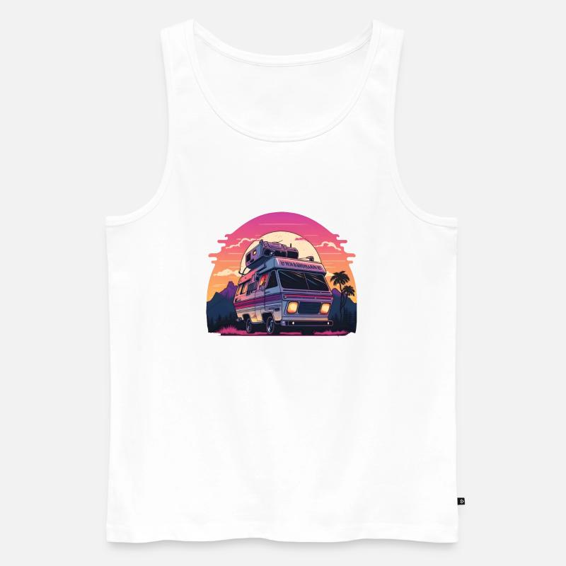 Synthwave Camper sunset - Männer Premium Bio Tank Top - Weiß