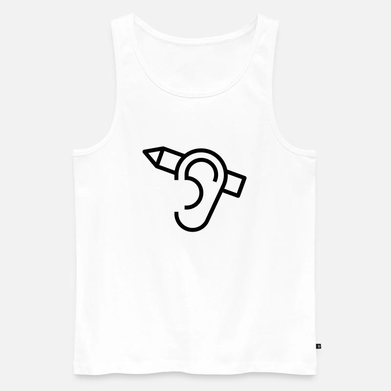 Bleistift hinter Ohr. Idee Symbol - Männer Premium Bio Tank Top - Weiß