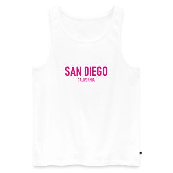 San Diego - Californie - États-Unis - Amérique - Débardeur bio Premium Homme - blanc - Devant - Michal (187cm)