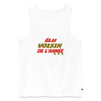 Elected NEIGHBOUR of the Year - Men's Premium Organic Tank Top - white - Front - AI Model Male 178 light (178cm)