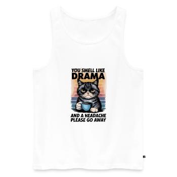 Lustiges Katzendrama mit humorvollem Zitat - Männer Premium Bio Tank Top - Weiß - Vorne - Michal (187cm)