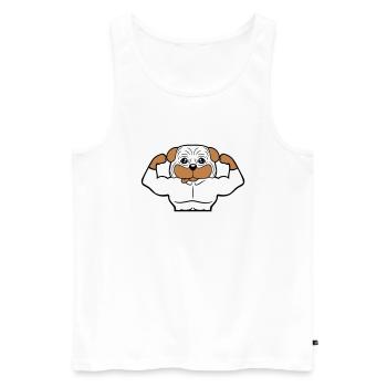 Chien Bodybuilder Muscles forts Gym Haltérophilie - Débardeur bio Premium Homme - blanc - Devant - Michal (187cm)