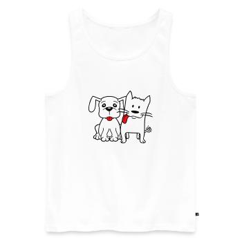 Chien Chat Deux Amis Équipe Chaton 2 Duo Équipage - Débardeur bio Premium Homme - blanc - Devant - Michal (187cm)