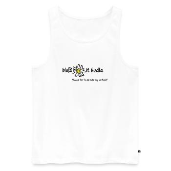 bloß it hudla | Allgäu T-Shirts - Männer Premium Bio Tank Top - Weiß - Vorne - Michal (187cm)