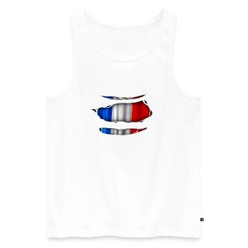 Frankreich Flagge Aufgerissen 017 - Männer Premium Bio Tank Top - Weiß - Vorne - Michal (187cm)