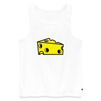 fromage suisse en tranches avec des trous - Débardeur bio Premium Homme - blanc - Devant - AI Model Male 178 light (178cm)