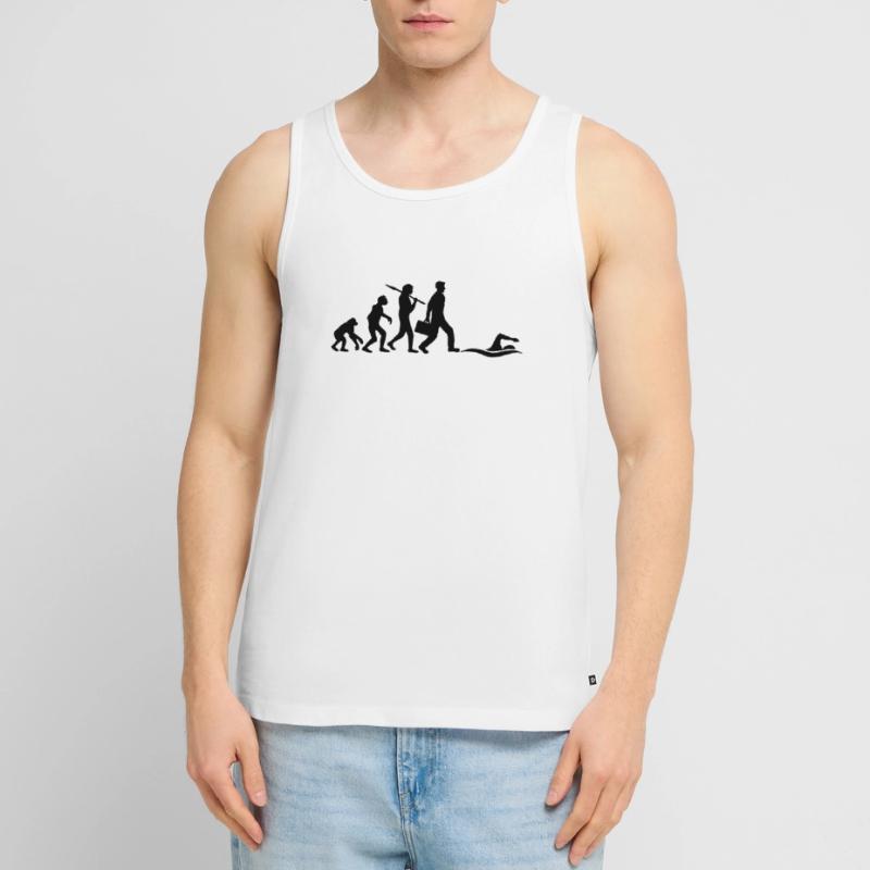 evolution development born to swim logo s Men's Premium Organic Tank Top