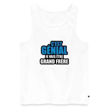 c'est génial je vais être grand frère - Débardeur bio Premium Homme - blanc - Devant - Michal (187cm)