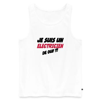 Je suis un électricien de ouf !!! 222 - Männer Premium Bio Tank Top - Weiß - Vorne - AI Model Male 178 light (178cm)