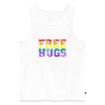 Free Hugs Gay Pride LGBTQ Regenbogen CSD - Männer Premium Bio Tank Top - Weiß - Vorne - Michal (187cm)