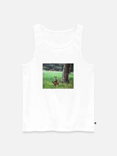Reh mit Kitz - Männer Premium Bio Tank Top - Weiß