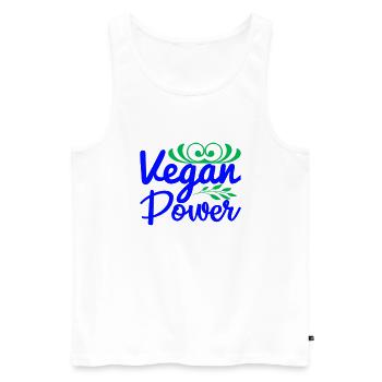 Vegan Power - Men's Premium Organic Tank Top - white - Front - AI Model Male 178 light (178cm)