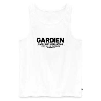 Gardien - Parce que super-héros n'est pas une pro - Débardeur bio Premium Homme - blanc - Devant - Michal (187cm)
