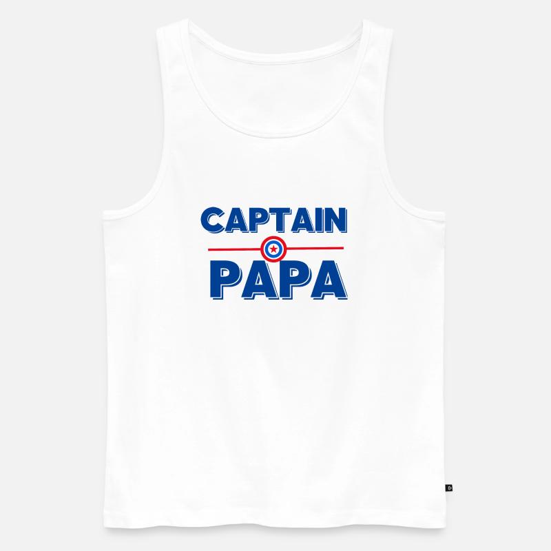 Captain Dad - Papa Geschenkidee - Männer Premium Bio Tank Top - Weiß