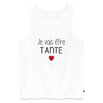 Ich werde Tante sein - Herz - Männer Premium Bio Tank Top - Weiß - Vorne - Michal (187cm)