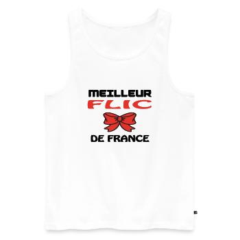 MEILLEUR FLIC DE FRANCE - Débardeur bio Premium Homme - blanc - Devant - Michal (187cm)