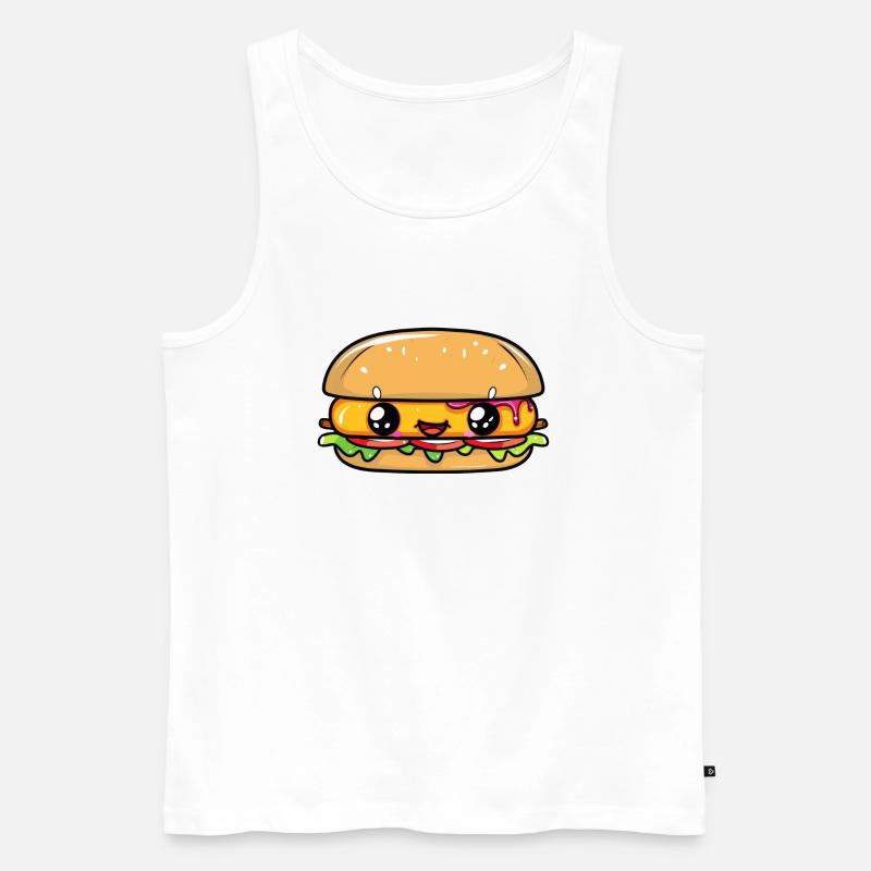 Burger mit Gesicht - Männer Premium Bio Tank Top - Weiß