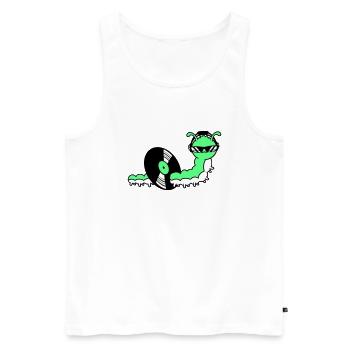 Cool DJ Caterpillar mange du disque vinyle Musique de fête - Débardeur bio Premium Homme - blanc - Devant - Michal (187cm)