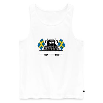 Tractor two flags Sweden and text space - Men's Premium Organic Tank Top - white - Front - Michal (187cm)