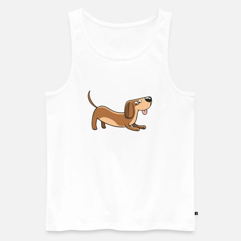 Dackel - süßer Comic-Dackel - Männer Premium Bio Tank Top - Weiß