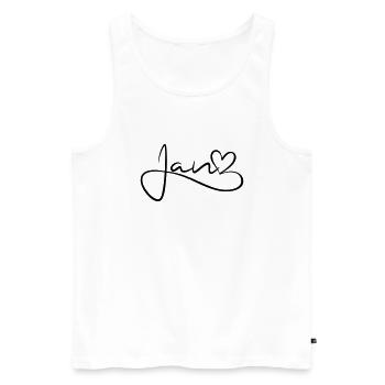 Jan Surname First Name Heart Decor - Men's Premium Organic Tank Top - white - Front - AI Model Male 178 light (178cm)