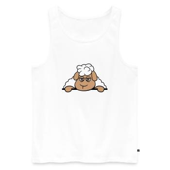 Schaf Müde Gelangweilt Hinter Zaun Mauer Schild - Männer Premium Bio Tank Top - Weiß - Vorne - AI Model Male 178 light (178cm)