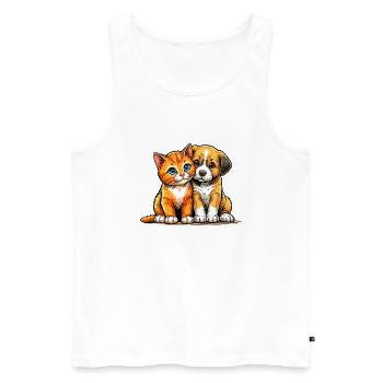 Dog and cat - Men's Premium Organic Tank Top - white - Front - Michal (187cm)
