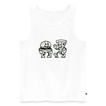 Burger Pizza Bande dessinée - Débardeur bio Premium Homme - blanc - Devant - AI Model Male 178 light (178cm)