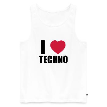 I LOVE TECHNO 2 - Débardeur bio Premium Homme - blanc - Devant - AI Model Male 178 light (178cm)